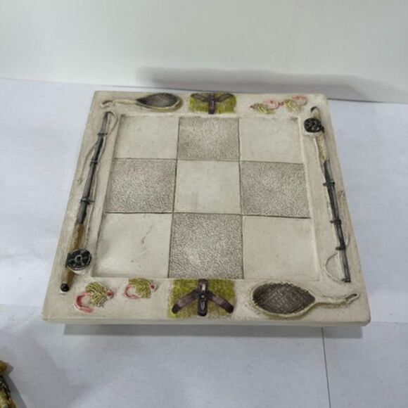 hen-feathers tic tac toe fishing table decor accents home fisherman fish ceramic - Picture 8 of 8